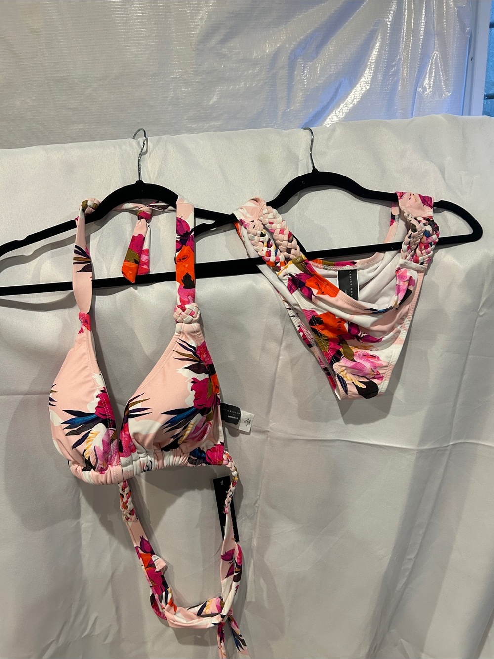 Ashley Graham Pink Floral Braided Strap Bikini Set - Picture 2 of 4